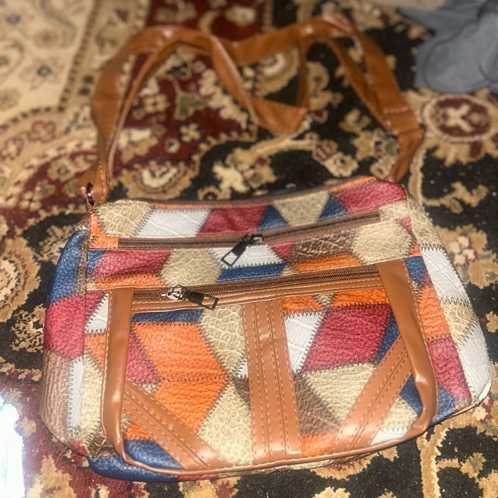 Women’s Multicolor Geometric Patchwork Crossbody Bag